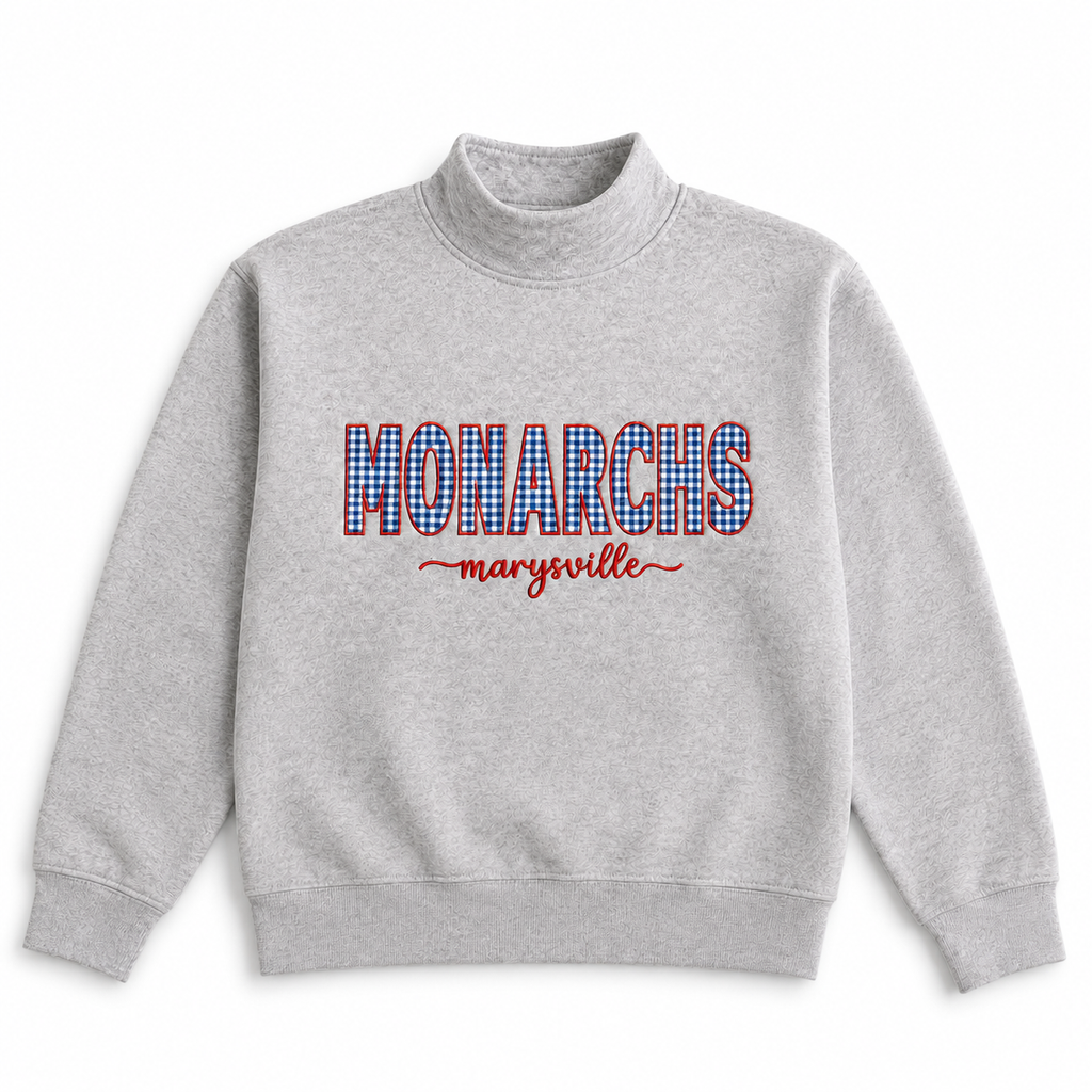 Marysville Monarchs Gingham Mockneck
