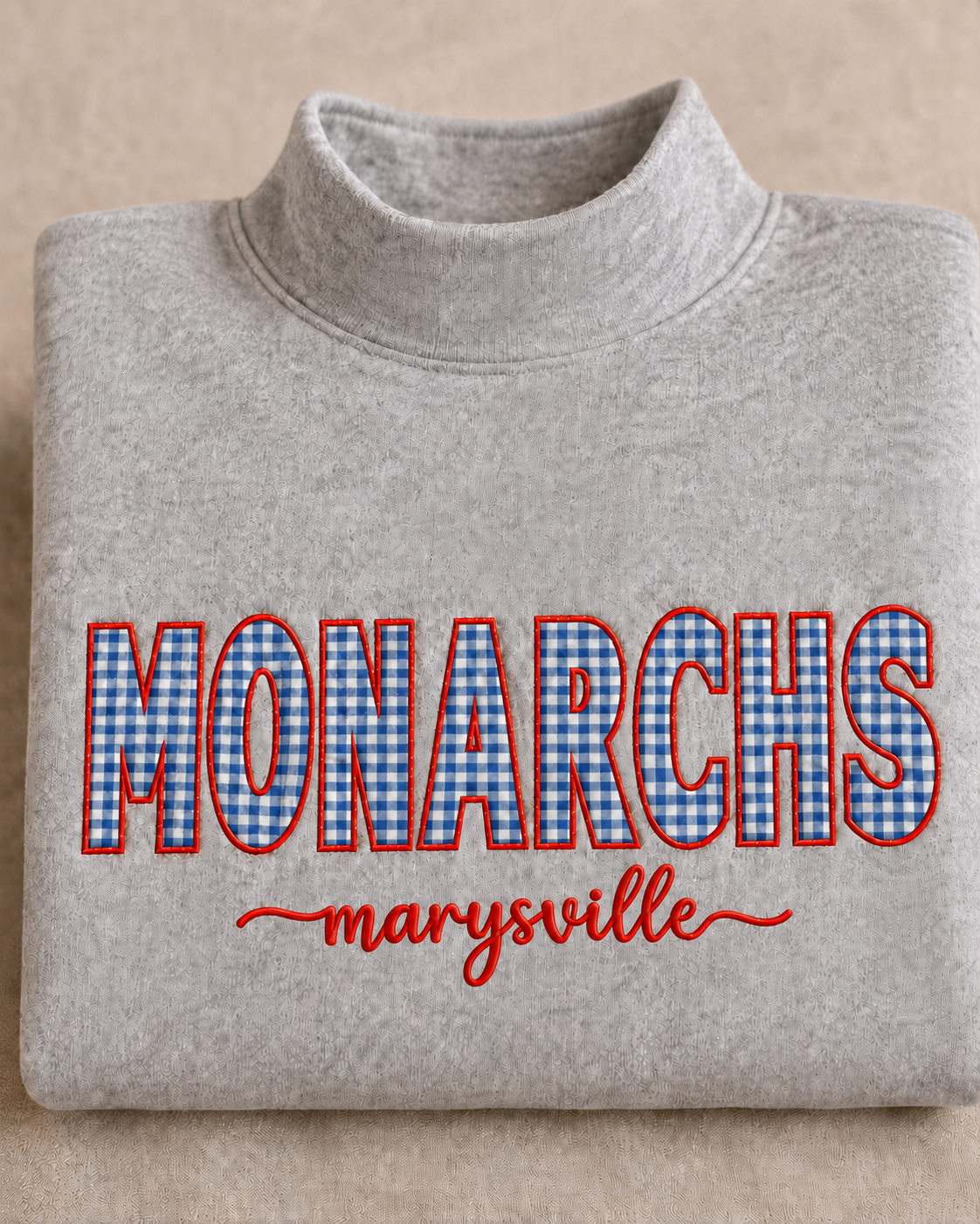 Marysville Monarchs Gingham Mockneck