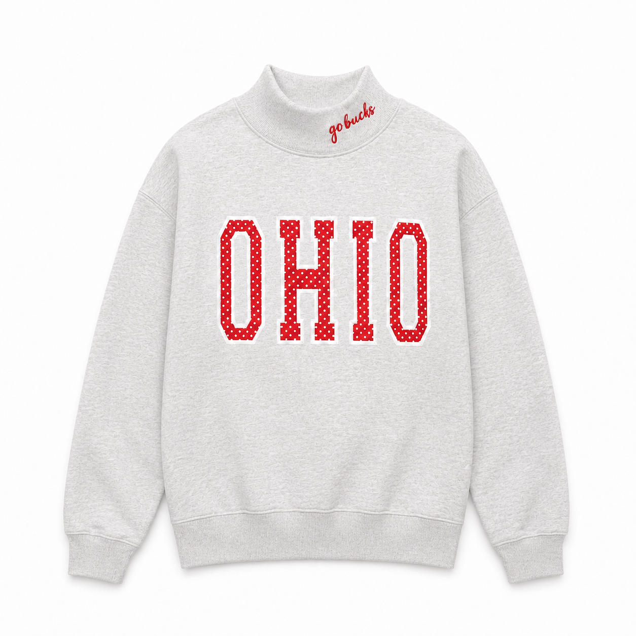Grey Ohio Polka Dot Appliqué Mockneck