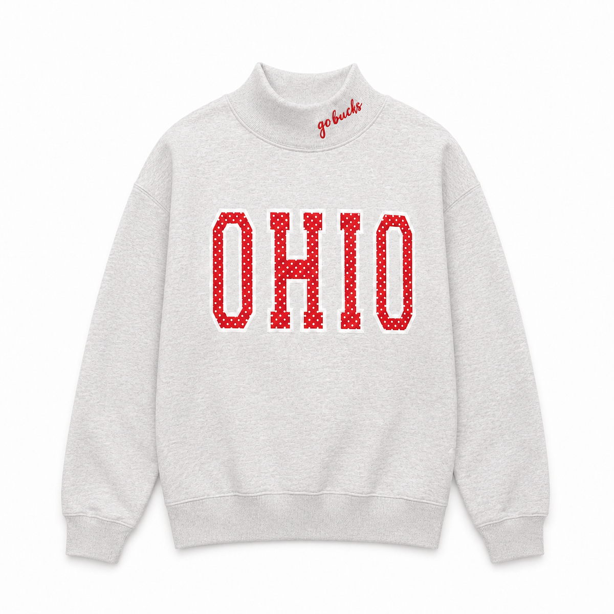 Grey Ohio Polka Dot Appliqué Mockneck