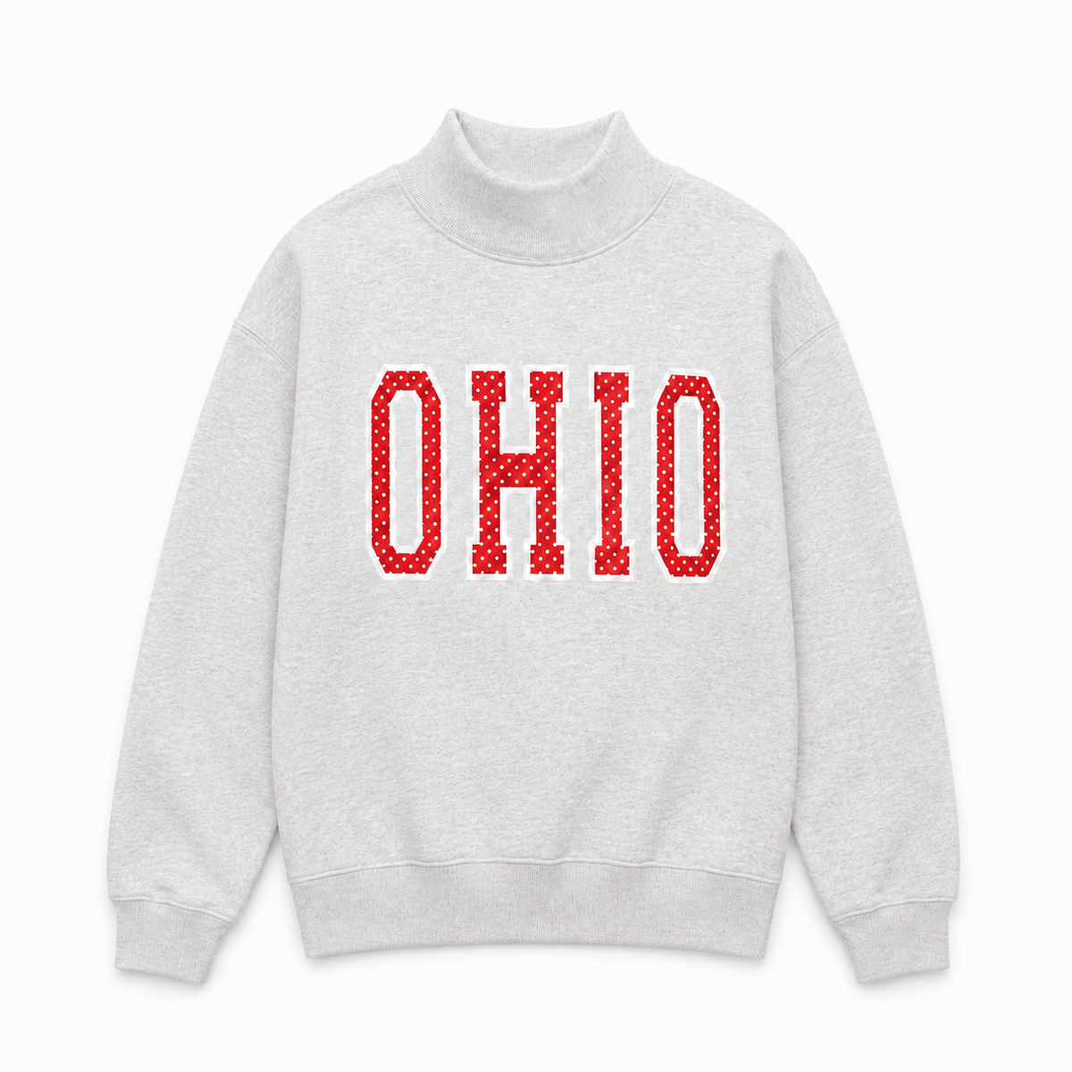 Grey Ohio Polka Dot Appliqué Mockneck
