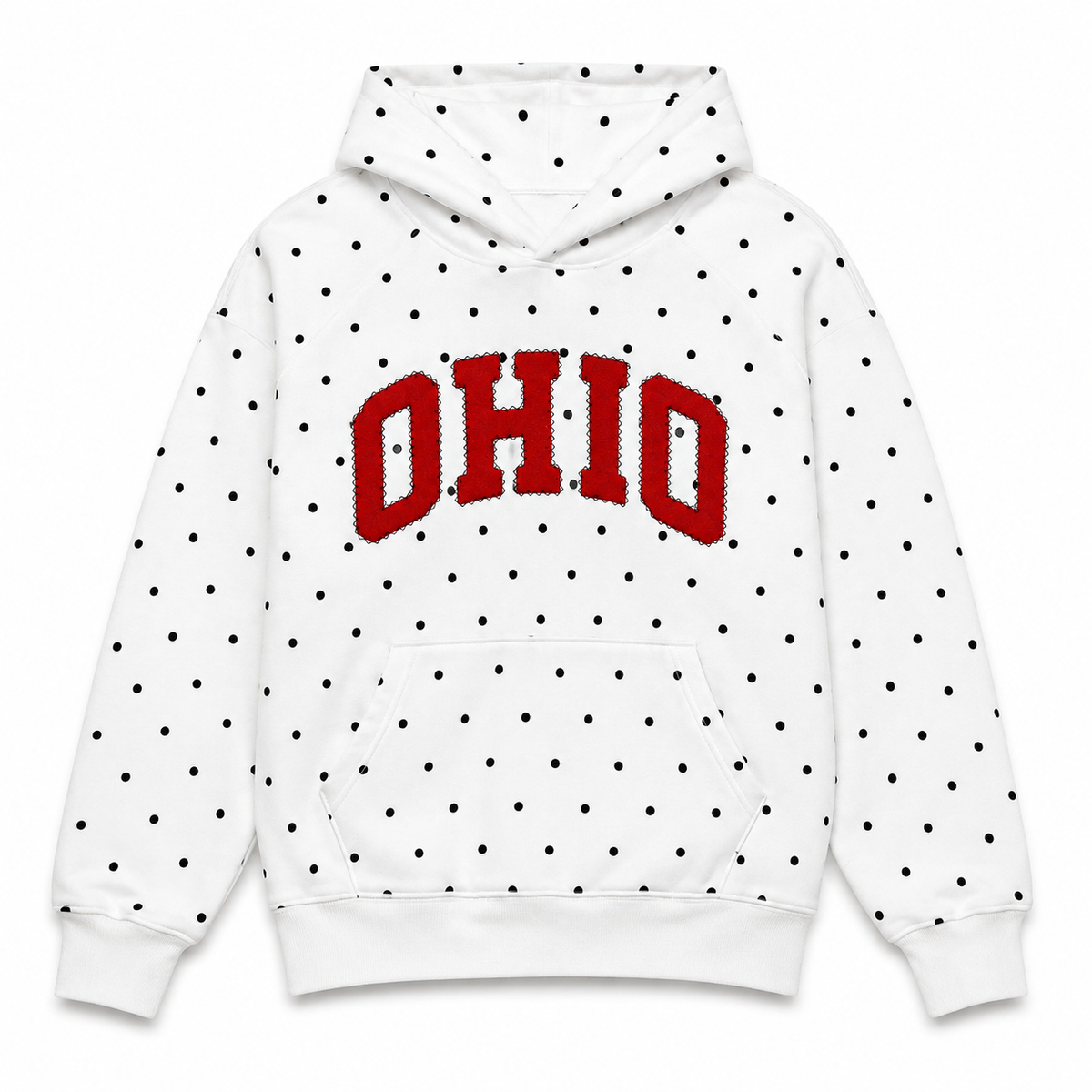 White Polka Dot Ohio Appliqué Hoodie