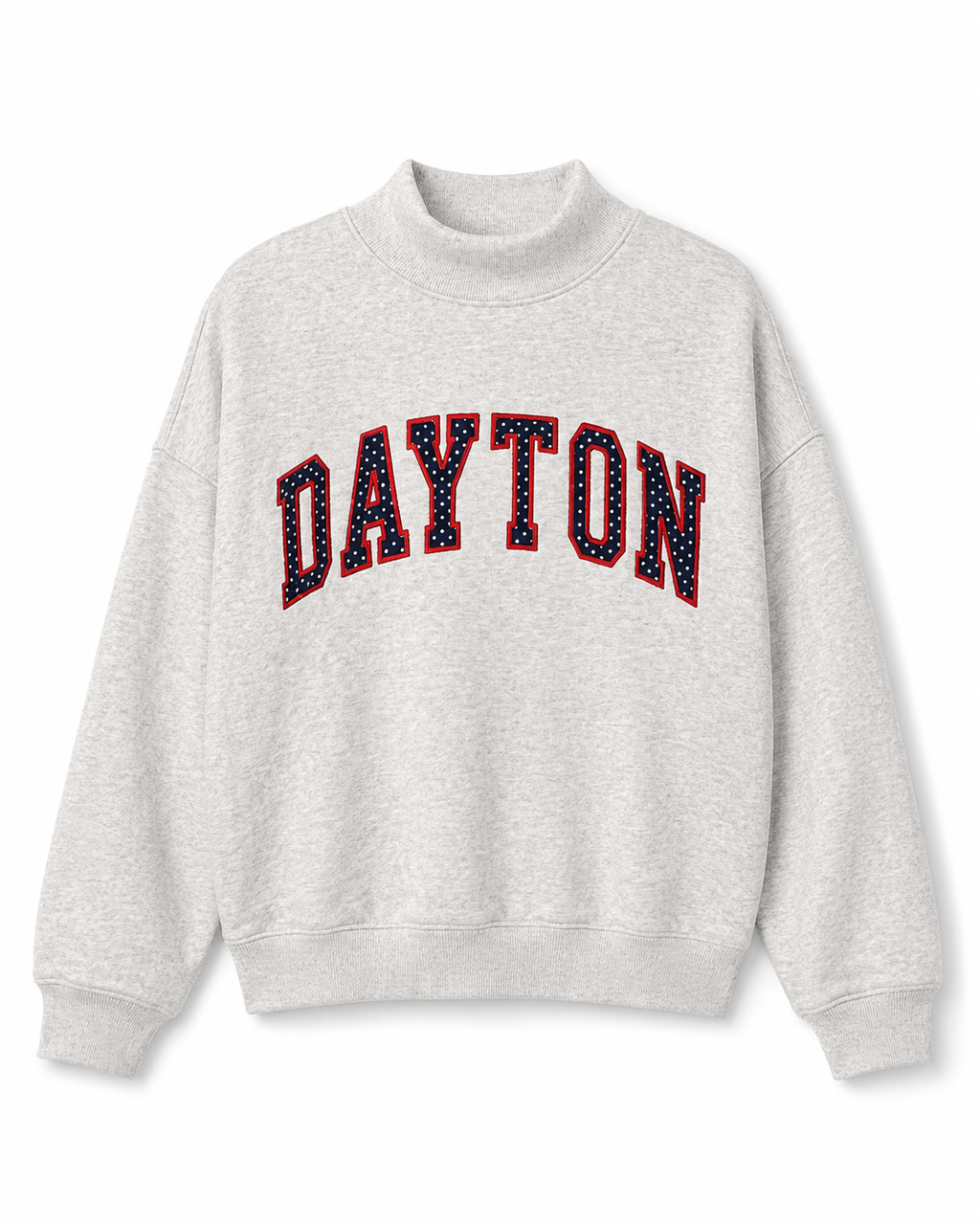 Dayton Polka-Dot Appliqué Mock-Neck