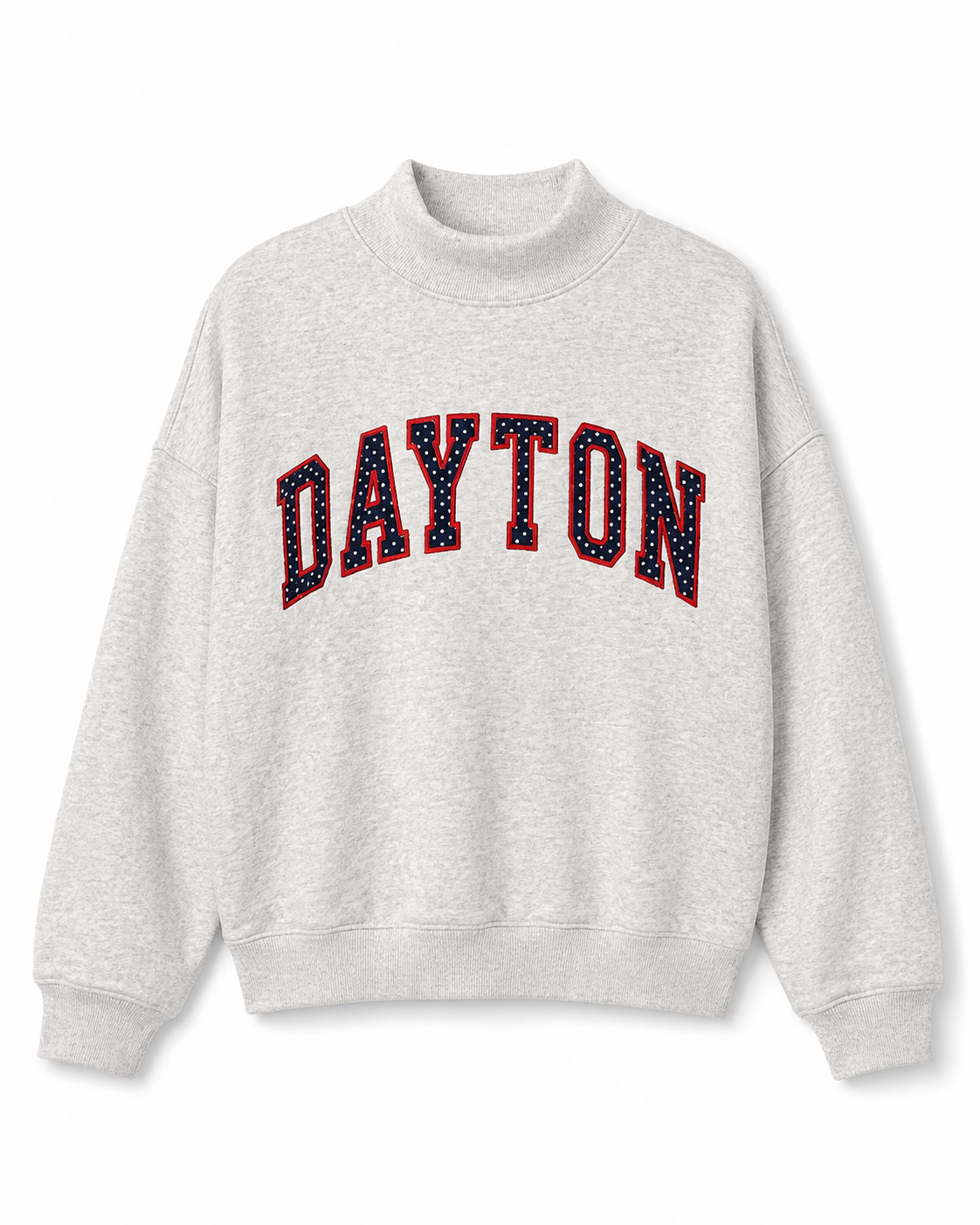 Dayton Polka-Dot Appliqué Mock-Neck